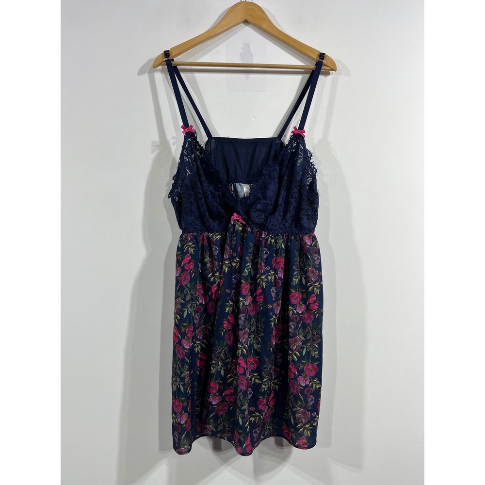 Cacique Y2K Floral Lace Babydoll Fairy Grunge Chemise Nightgown Bow Womens 26 28